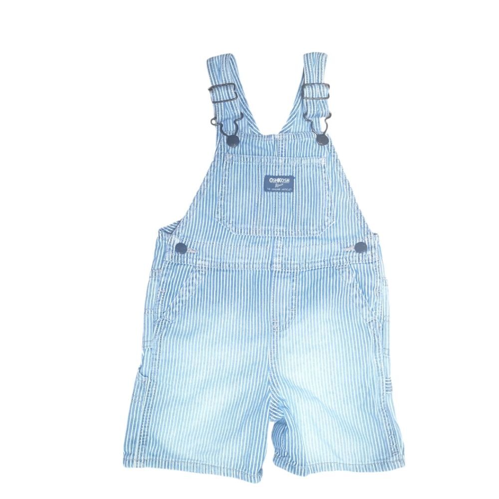 OshKosh B'gosh Train Conductor Overalls Blue White Size 24 Months